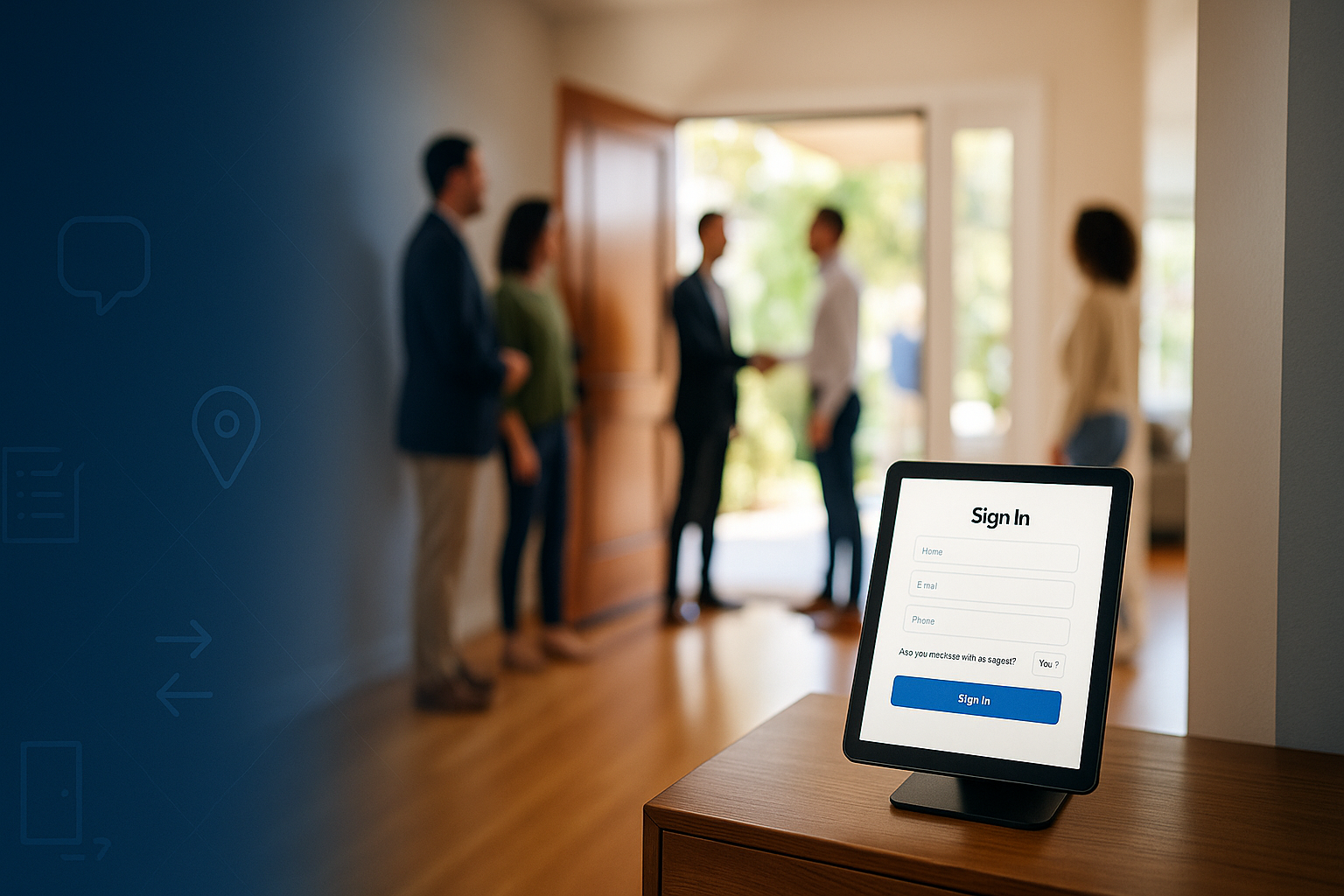 Increase Open House Leads in 2025 - Table sitting on table at open house with guests in background